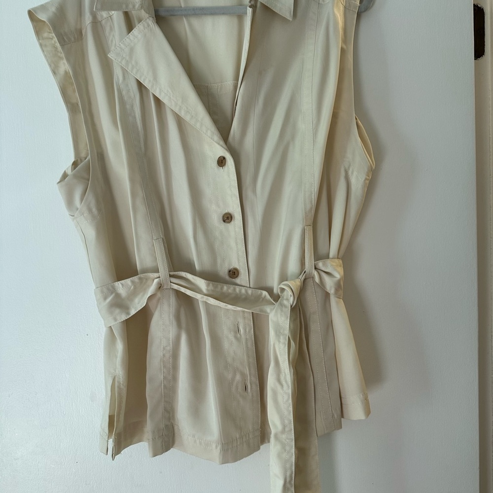 Banana Republic Tan Button Down Blouse with Notched Collar